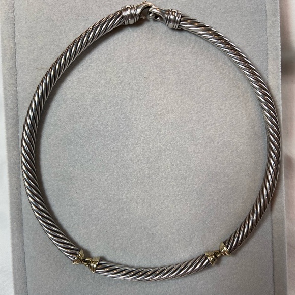 David Yurman Jewelry - David Yurman Two tone Metro Collar Cable Necklace Sterling‎ Silver & gold